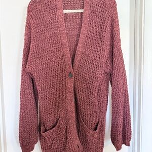 American Eagle Outfitters Textured Knit Cardigan - Reddish
